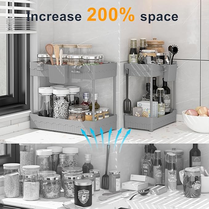Sevenblue 2 Pack Under Sink Organizer, Under Bathroom Cabinet Organizer - Image 2