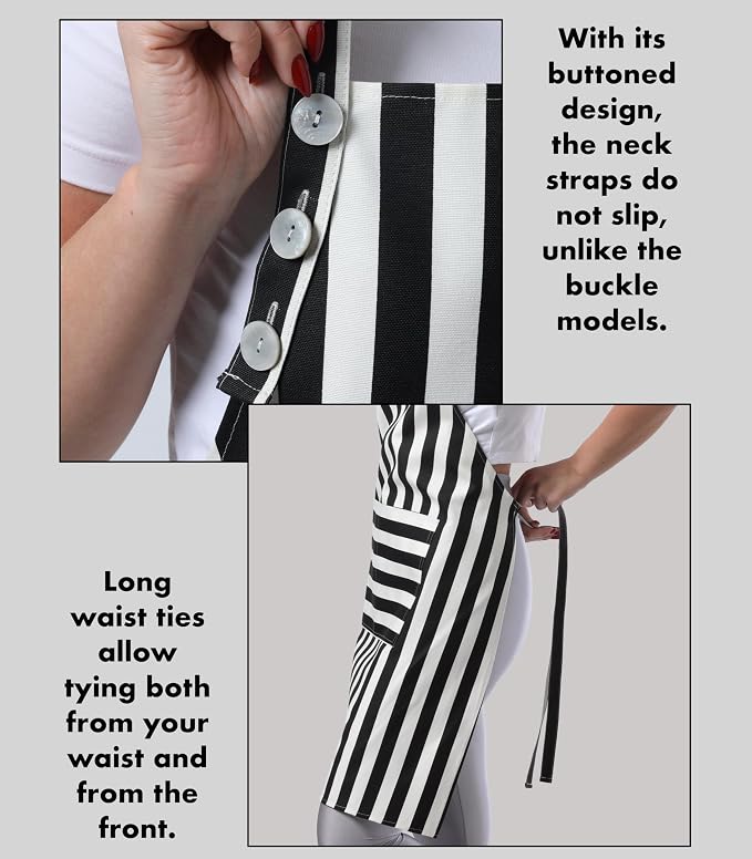 TOSHEX Kitchen Apron Waterdrop Resistant Cotton Apron - Image 5
