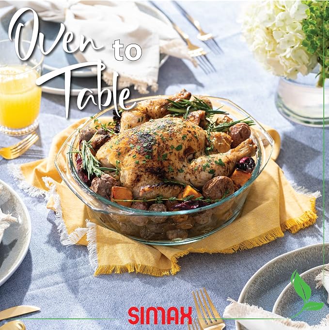 Simax Casserole Dish with Lid, 2.5 Quart Round Glass Casserole Dishes - Image 4