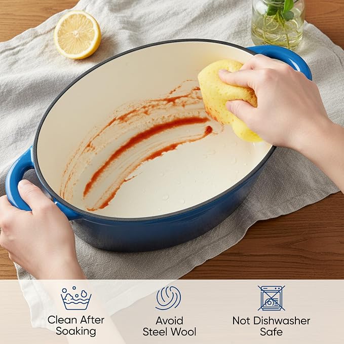 Oval Dutch Oven for Bread Baking, 4.5 Quart Non Stick Enameled Cast Iron Dutch - Image 7