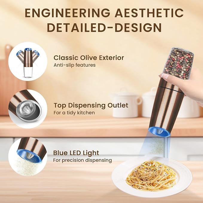 Gravity Electric Salt And Pepper Grinder Set, Automatic Salt And Pepper Grinder - Image 4