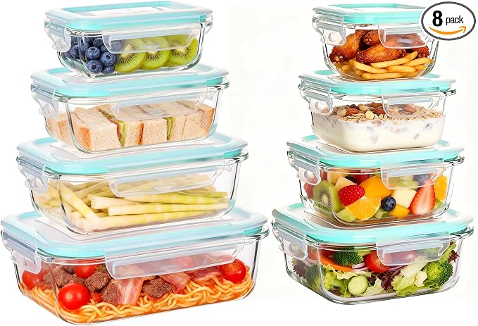 Liuruiyu 8 Pack Glass Food Storage Containers by Liuruiyu