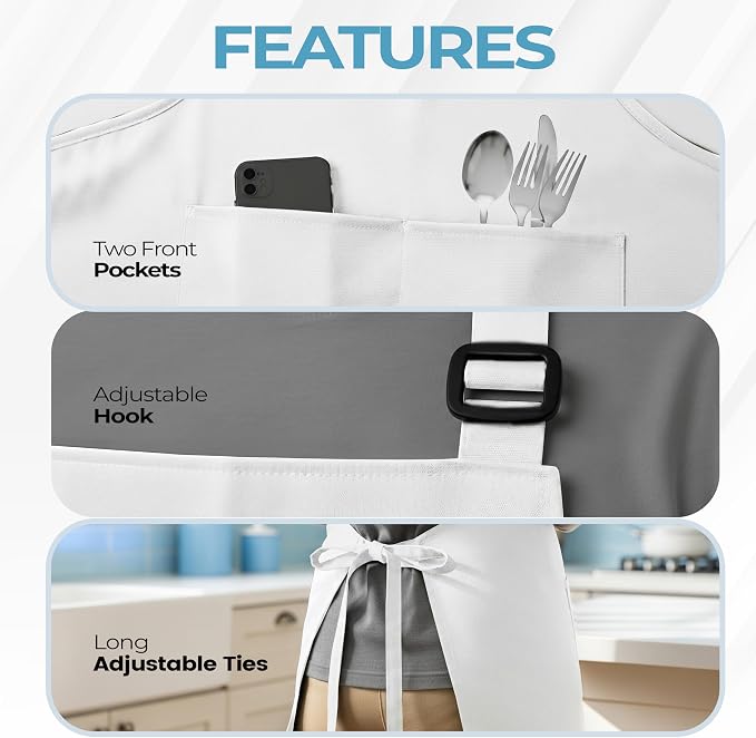 Utopia Kitchen 4 Pack Bib Apron Adjustable - Image 4