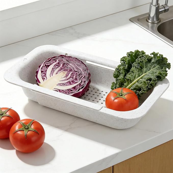 Over the Sink Colander Strainer Basket, Extendable Colander and Strainer - Image 8