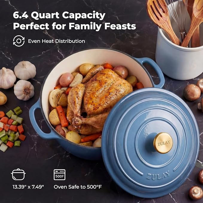 Zulay Kitchen 6 Quart Enameled Cast Iron Dutch Oven Pot - Image 6