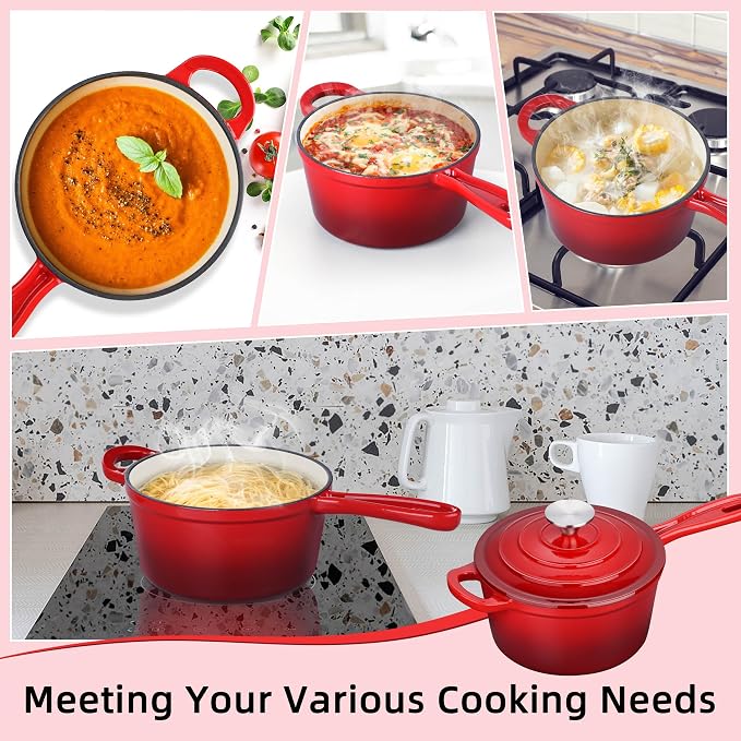 HaSteeL 3 QT Cast Iron Saucepan, Enamel dutch oven - Image 7