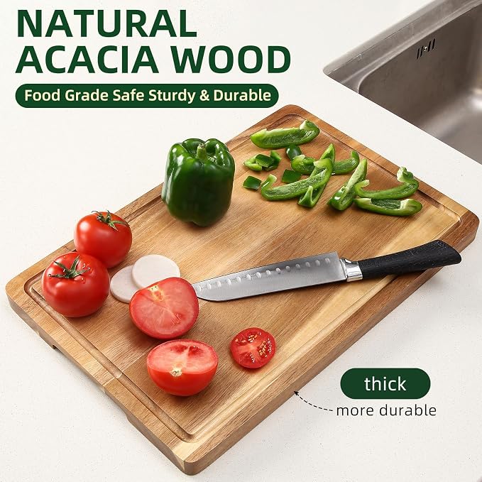 XL Cutting Board, 18x12 Large Acacia Wooden Cutting Board - Image 5