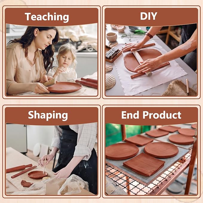 Sasylvia 10 Pcs Pottery Rolling Pin Guides Wood Teaching Rolling Mud Stick - Image 6