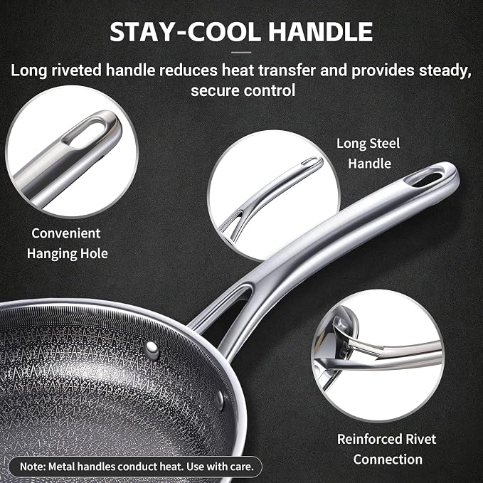 Ammeloo Hybrid Tri-Ply Stainless Steel Frying Pan Set, Non Stick Frying Pans - Image 9