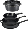 Amazon Basics Pre-Seasoned Cast Iron 5-Piece Cookware Set, Oven Safe, Cooks by AmazonBasics