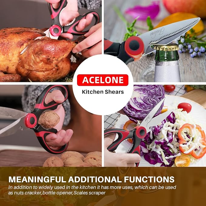 Acelone Kitchen Shears, Kitchen Scissors Heavy Duty Meat Scissors Poultry Shears - Image 3