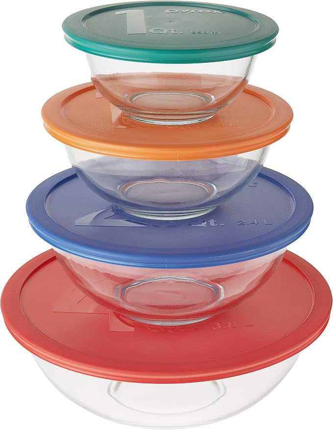 Pyrex Smart Essentials Mixing Bowl Set Including Locking Lids, 8 piece - Image 3