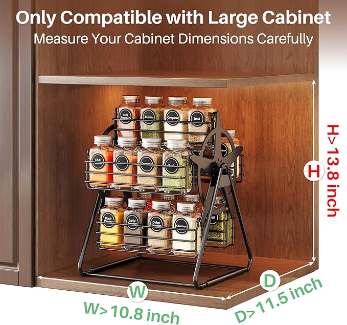Rotating Spice Rack Organizer for Large Cabinets Kitchen Countertop - Image 5