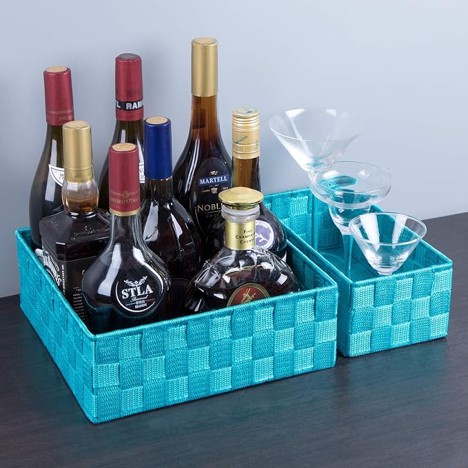 Posprica Woven Storage Baskets for Organizing, Small Black Baskets Cube Bin - Image 5