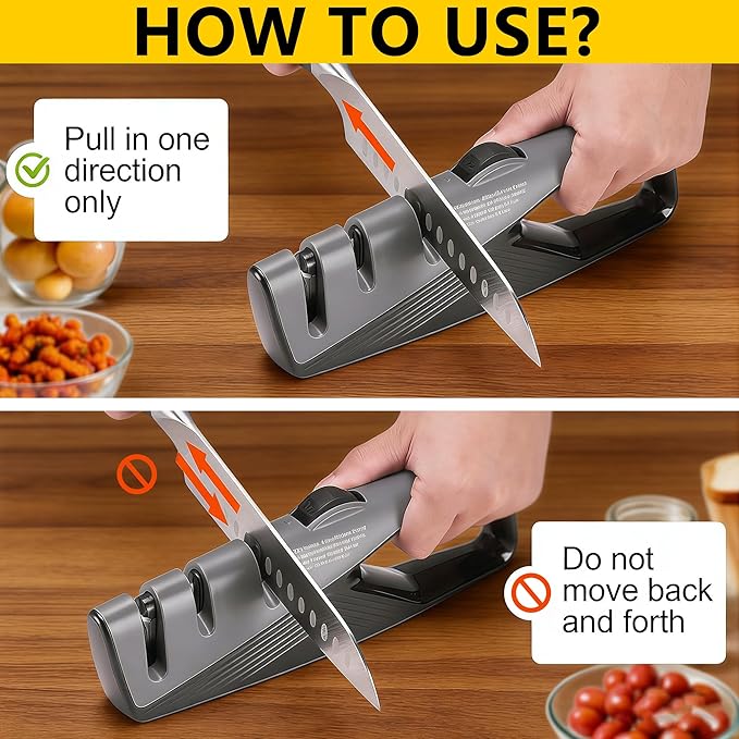 Knife Sharpener, 5 Adjustable Angle, 3 in 1 Professional Chef's Kitchen Knife - Image 5