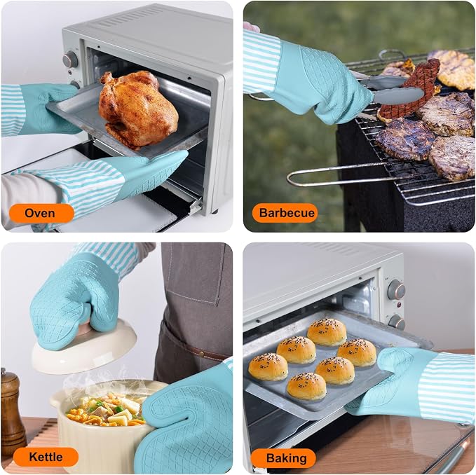Silicone Oven Mitts, Heat Resistant Oven Gloves - Image 5