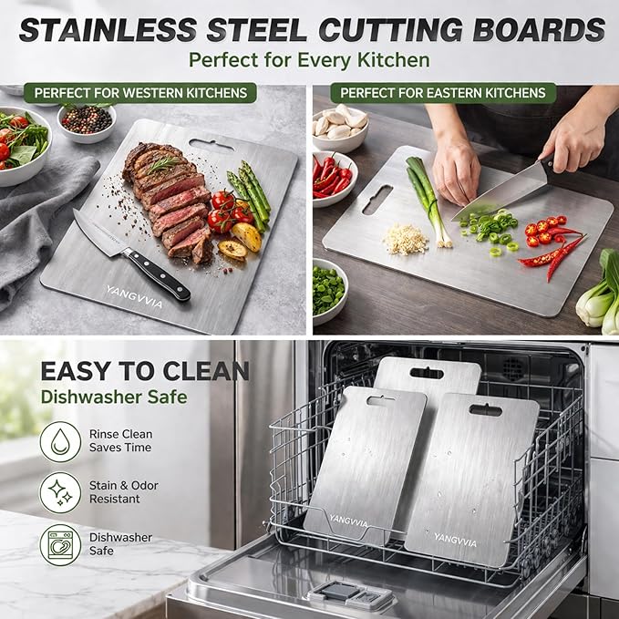 Cutting Board, 316L Food-Grade Stainless Steel Cutting Board Set of 3 | - Image 4