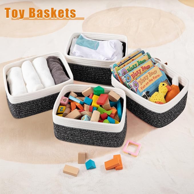 OIAHOMY 4 Pack Storage Baskets for Organizing, Small Bins for Shelves, Cute - Image 4