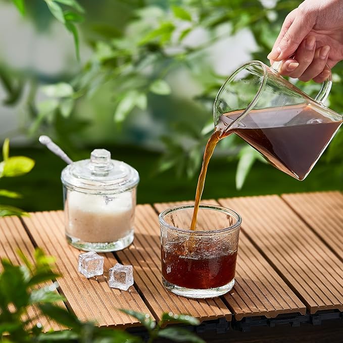 Leinuosen 2 Pcs Glass Pitcher Elegant Shaped Glass Tea Pitcher Coffee Milk - Image 5