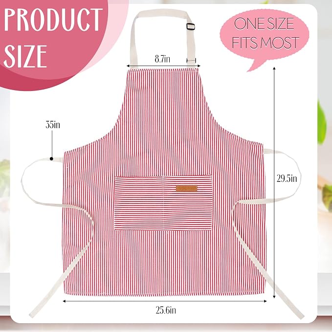 Handepo 12 Pcs Cotton Aprons for Women Men - Image 2