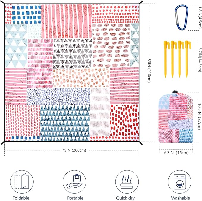 HIHOHO Beach Blanket Waterproof Sandproof Extra Large Beach Mat 79" X - Image 2