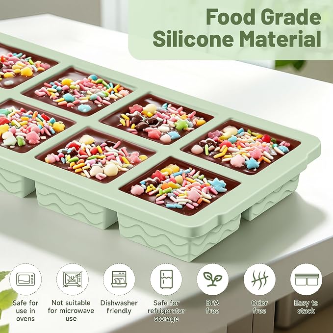 Aopigavi 2-Pack Ice Cube Trays, 10 Cubes 2 Tbsp. Silicone Freezer Molds - Image 3