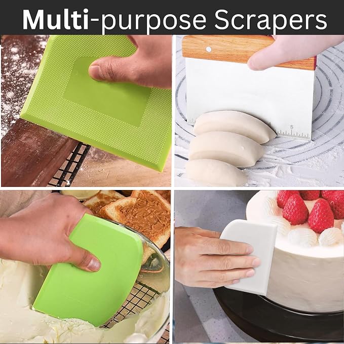 BOORIKA Dough Scraper & Bench Scraper Kitchen – Stainless Steel Sourdough Tools - Image 4