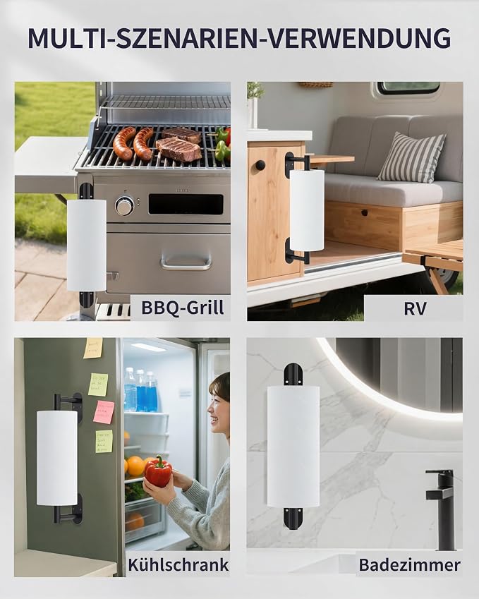 Paper Towel Holder Under Cabinet, Self Adhesive or Wall Mount - Image 7