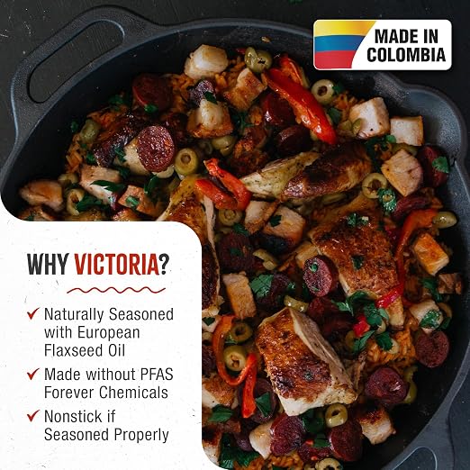 Victoria 13-Inch Cast Iron Skillet, Pre-Seasoned Cast Iron Frying Pan - Image 2