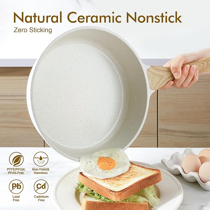 SENSARTE Nonstick Ceramic Cookware Set, 13-Piece Non-toxic Pots and Pans Set - Image 3