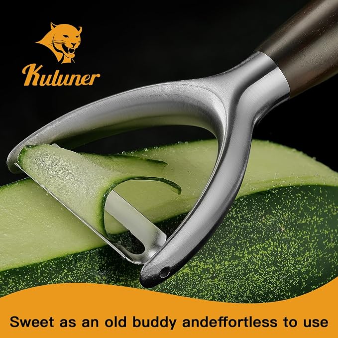 Premium Y Type 304 Stainless Steel Multifunctional Kitchen Peeler Real Wood - Image 2