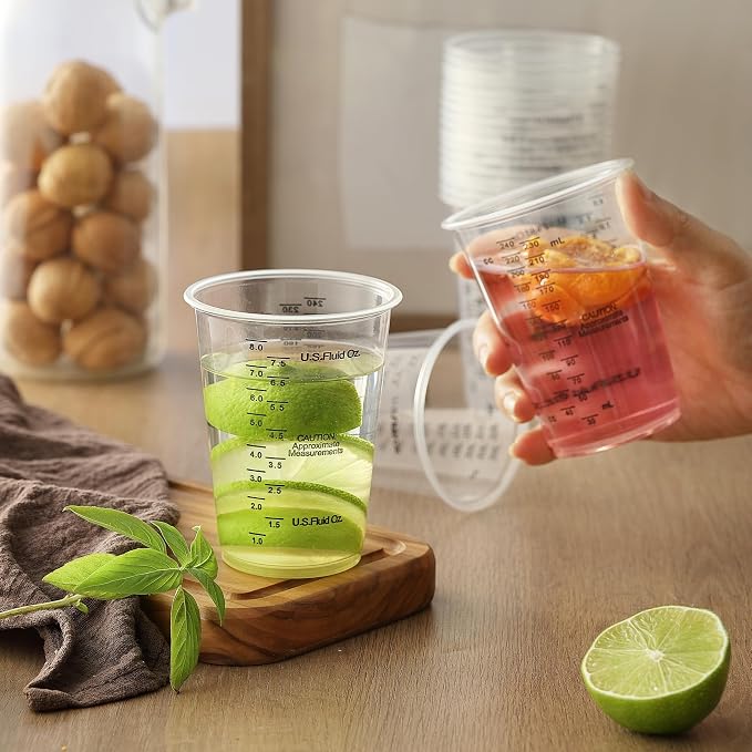 20pcs 8oz Graduated Clear Plastic Measuring Mixing Cups - Image 8