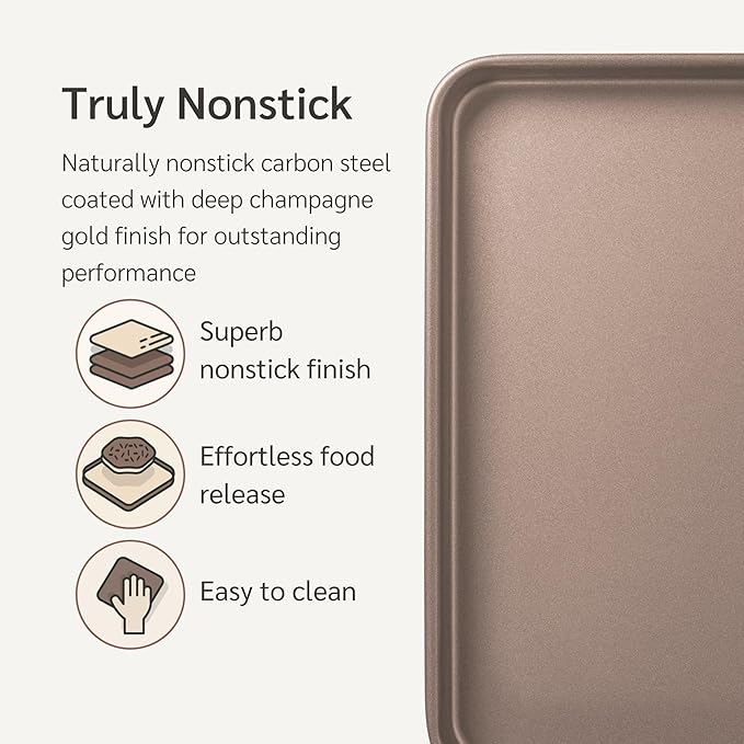 HAPPIELS Nonstick Baking Sheet Set of 2 | PFOA & BPA Free Non Toxic Carbon - Image 3