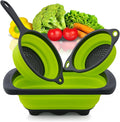 3PCS Green Foldable Kitchen Strainer Set – Silicone Colander Collapsible by YARRDLLC