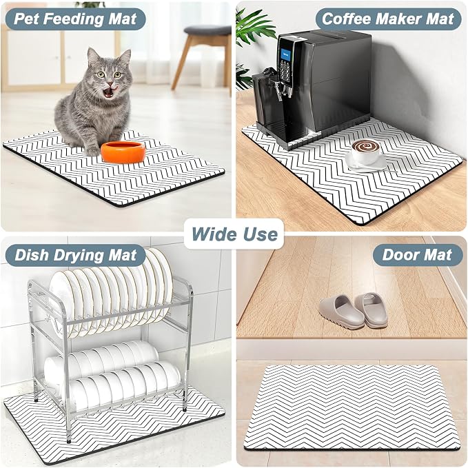 Rnivvi Coffee Mat, Hide Stain Rubber Backed Absorbent Dish Drying Pad - Image 7