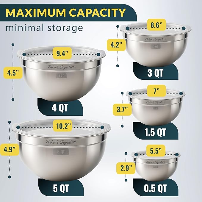 Baker's Signature Stainless Steel Mixing Bowls - Image 2