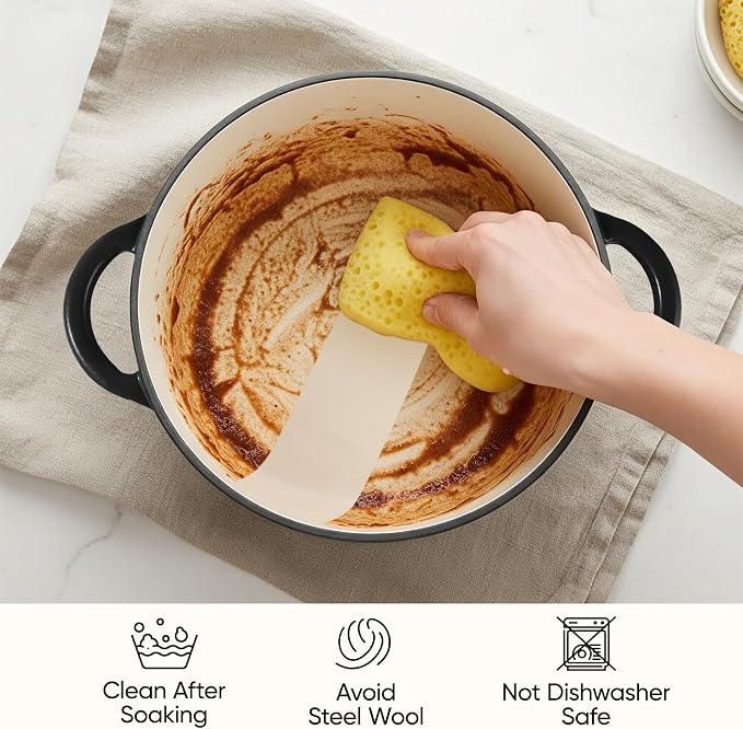 6.5 Quart Dutch Oven Pot with Lid, Non Stick Enameled Cast Iron Dutch Oven - Image 7