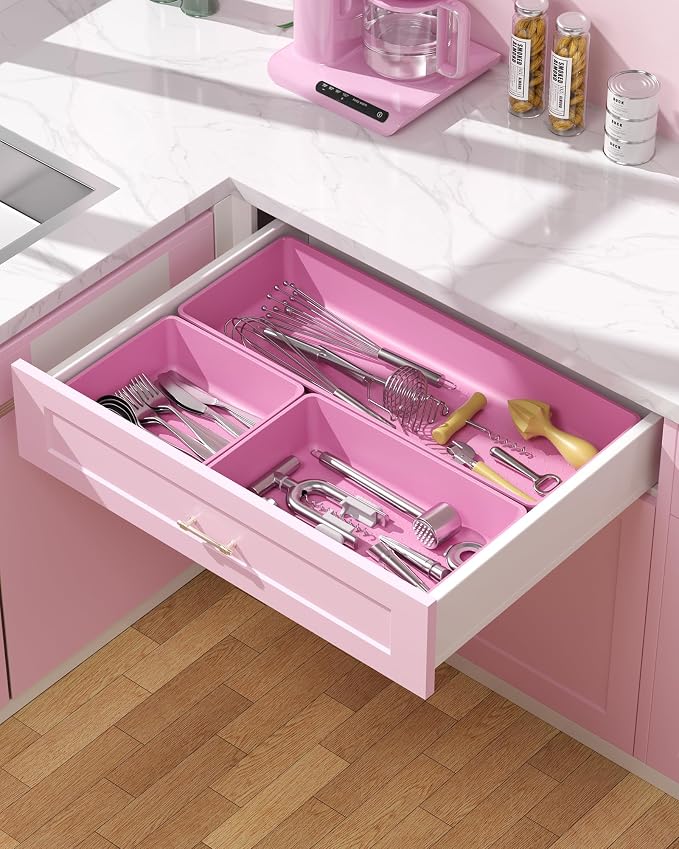 10 Pack Large Size Plastic Drawer Organizers Set, 3 Sizes Desk Drawer Organizer - Image 6