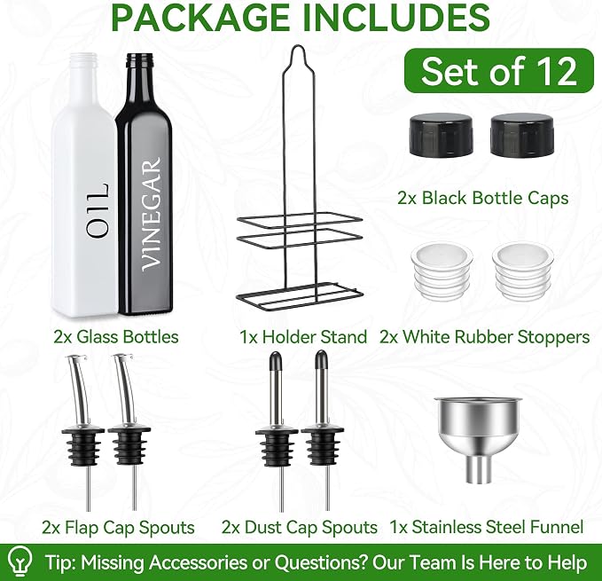 Vakoo Oil and Vinegar Dispenser Set - 17oz/500ml - Image 2