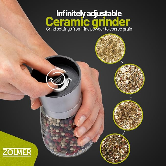 ZOLMER® Premium Stainless Steel Salt and Pepper Grinder Set | Adjustable - Image 3