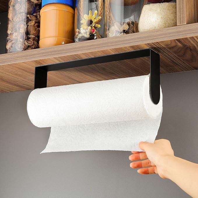ZUNTO Black Paper Towel Holder Under Cabinet, Stainless Steel Kitchen Towel - Image 4