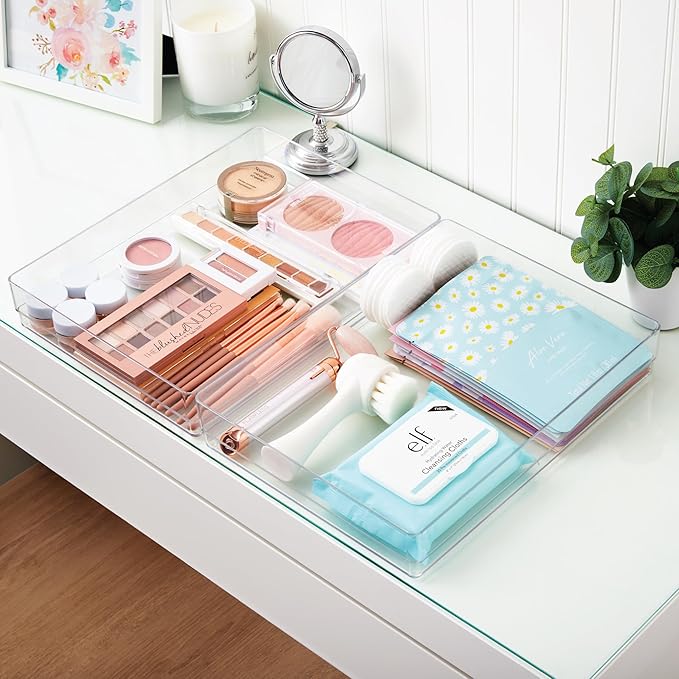 STORi SimpleSort 2-Piece Stackable Clear Drawer Organizer Set | 12" x 9" x 2" - Image 7