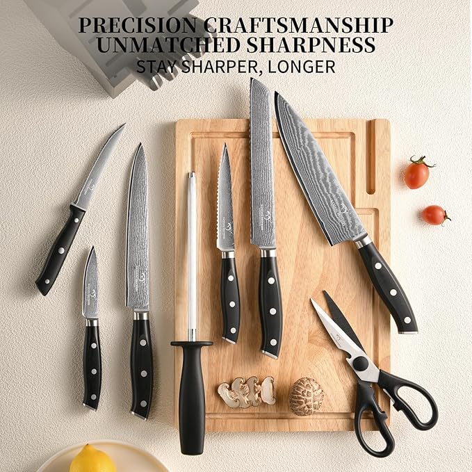 NANFANG BROTHERS Damascus Kitchen Knife Set 14 Pieces - Image 2