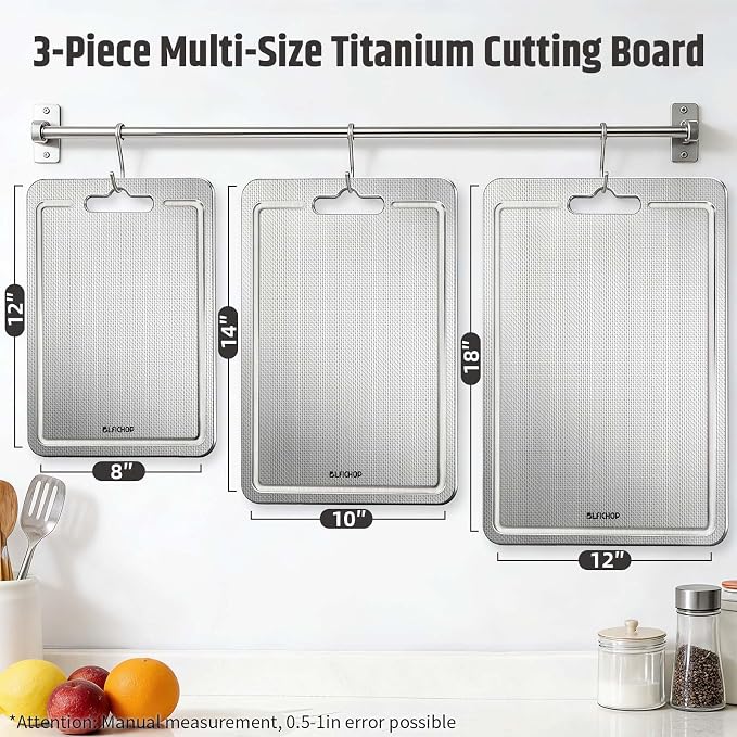 3-Piece Titanium Cutting Board for Kitchen, Double-Sided Scratch-Resistant - Image 4