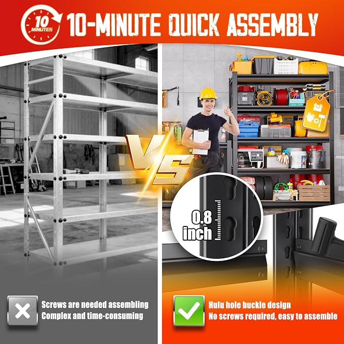 Set of 3 71"H Garage Shelving-5 Tier Garage Storage Shelves, Adjustable Heavy - Image 6