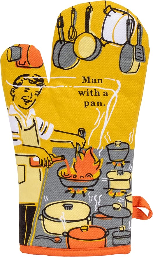 Blue Q Man With a Pan Funny Oven Mitts by BlueQ