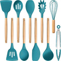 E-far Blue Silicone Cooking Utensils Set, 10-Piece Kitchen Utensils Set by E-far