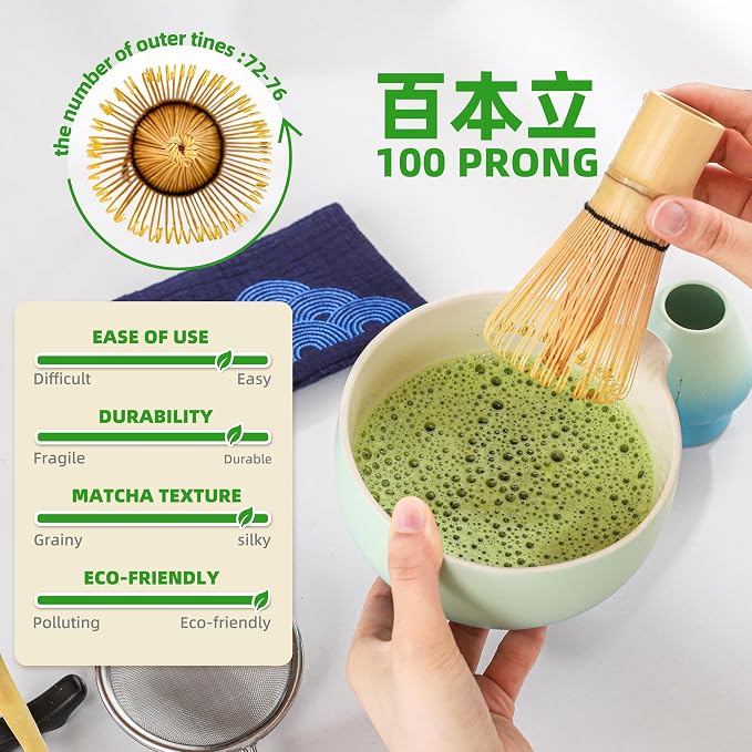 TEANAGOO Matcha Whisk Set Blue, Ceremony Matcha Set, Matcha Kit Grident Blue - Image 4