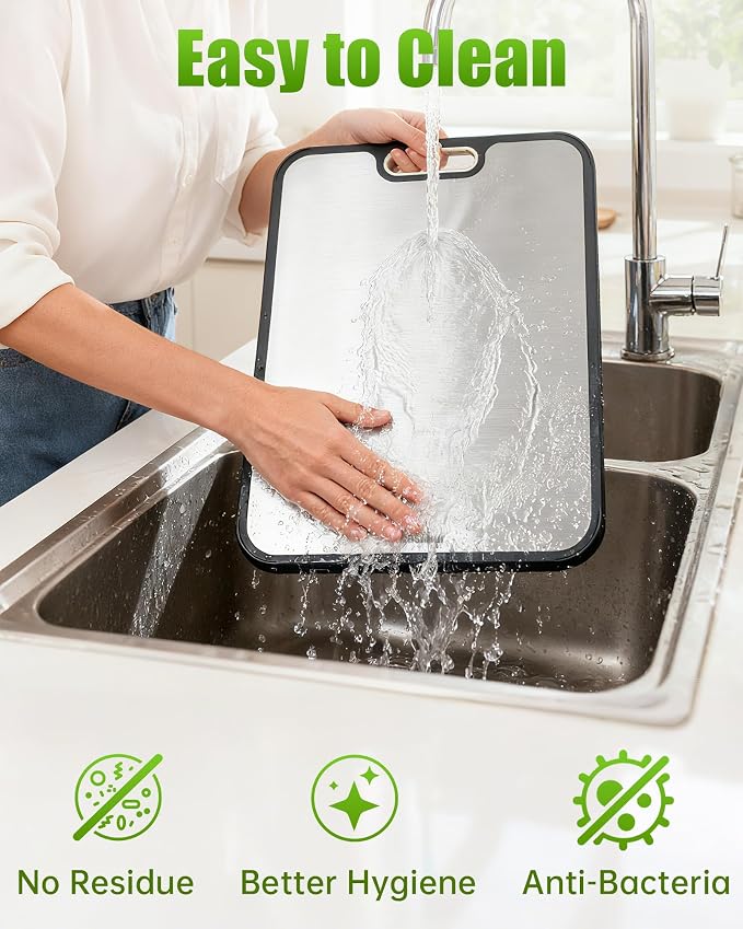 Titanium Cutting Boards for Kitchen, Non Toxic 2-in-1 Cutting Board Double Sided - Image 4