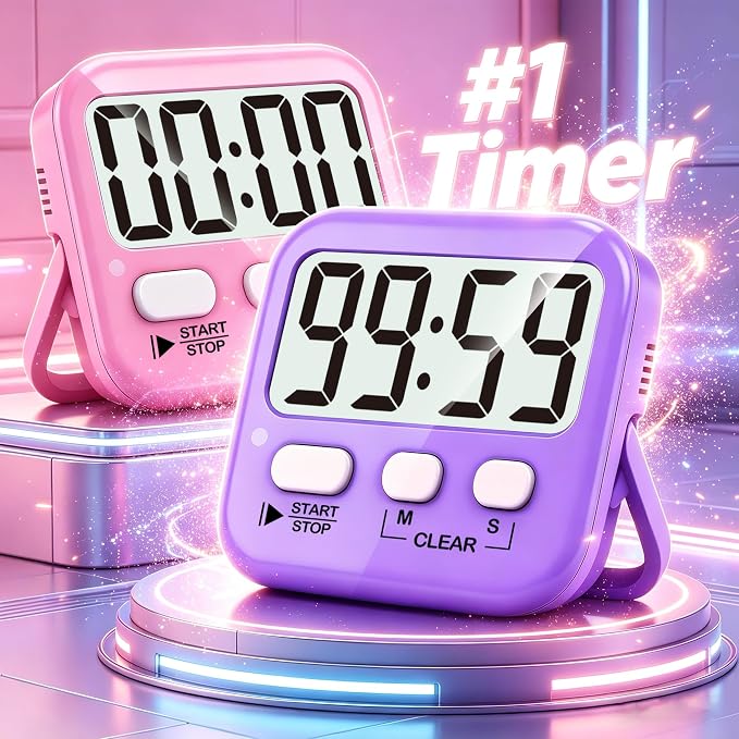 Antonki 2 Pack Digital Timer for Kids, Magnetic Countdown Kitchen Timers for - Image 2